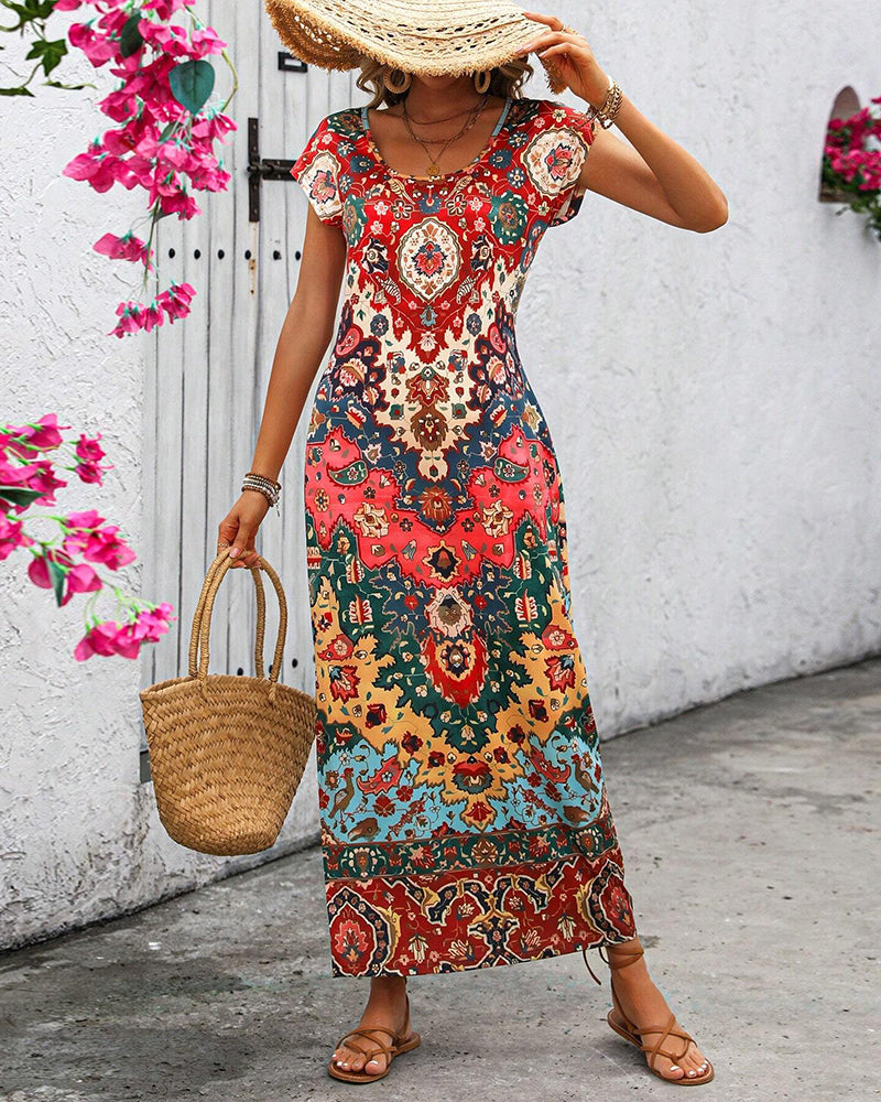Women's Bohemian Print Maxi Dress