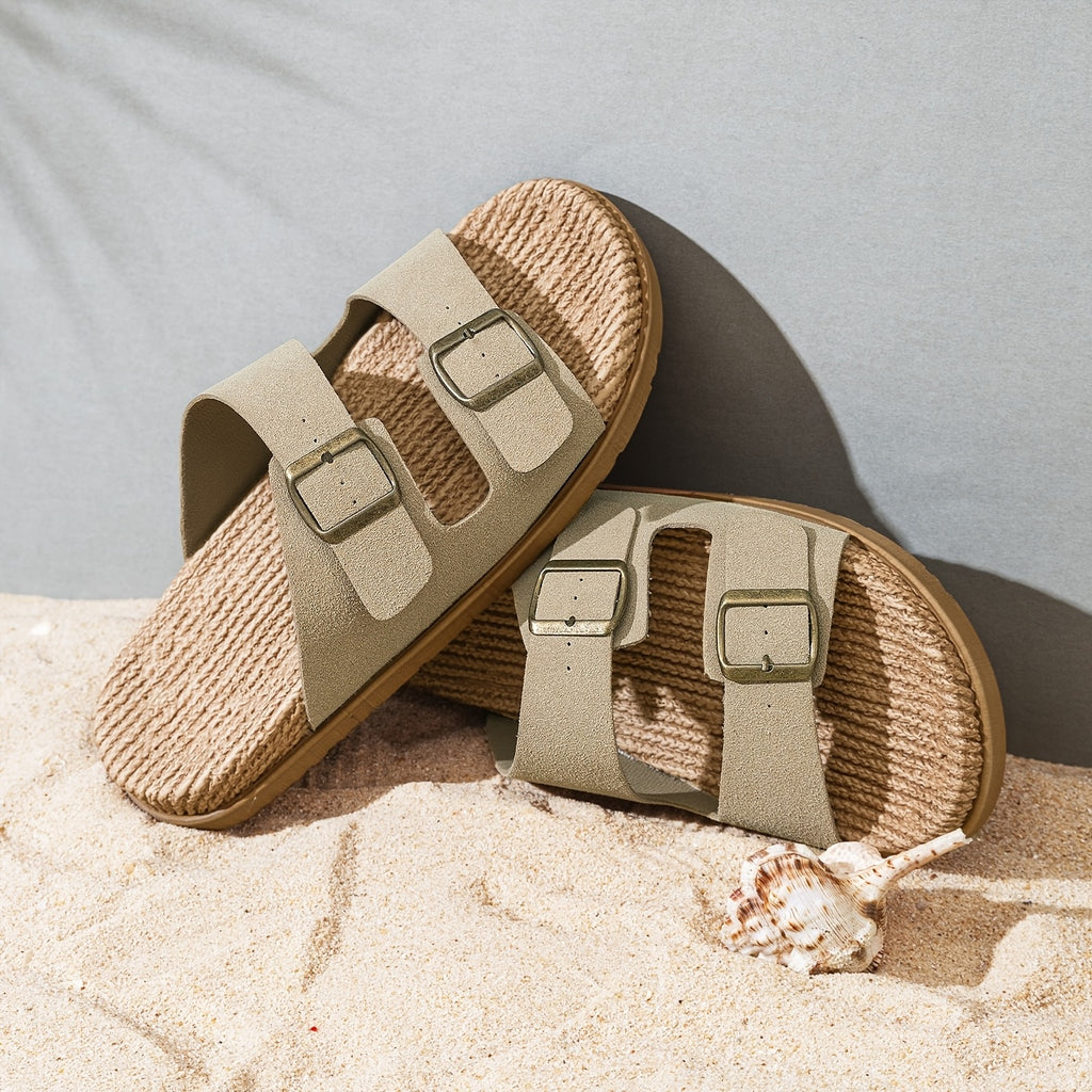 Herren-Komfort-Sandalen zum Hineinschlüpfen mit Doppelschnalle
