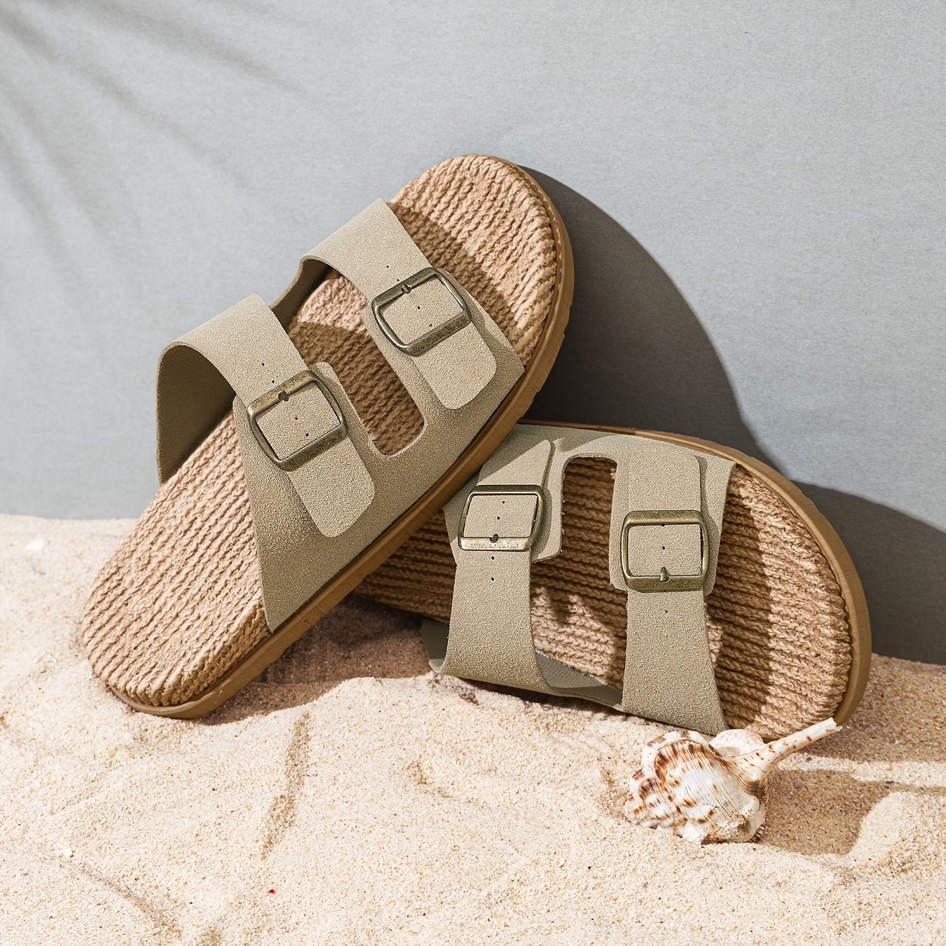 Herren-Komfort-Sandalen zum Hineinschlüpfen mit Doppelschnalle