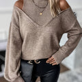 Damenpullover mit Rollkragen und offenen Schultern