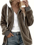 Sweat à capuche zippé en polaire pour femme