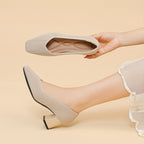 Women's Ribbed Block Heel Pumps