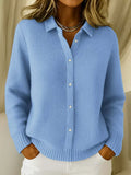 Damen Strickjacke mit Struktur, Knopfleiste vorne und Kragen