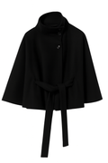 Damen-Cape-Mantel mit Gürtel und hohem Kragen