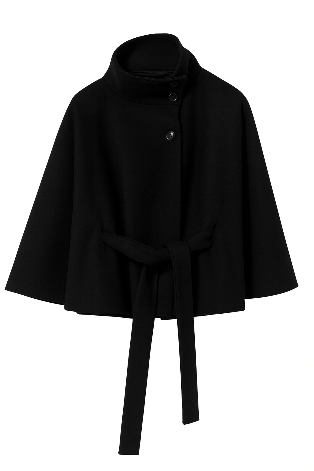 Damen-Cape-Mantel mit Gürtel und hohem Kragen