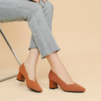 Women's Ribbed Block Heel Pumps