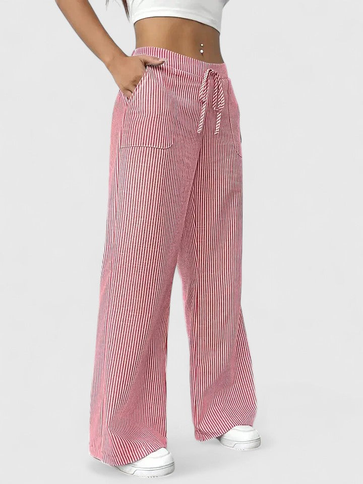 Women's Striped Wide Leg Trousers