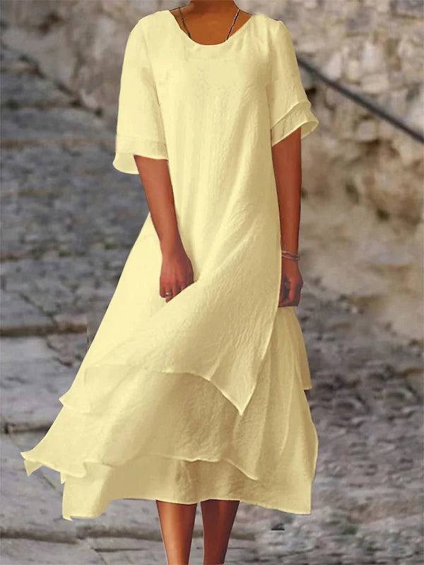 Women Layered Maxi Dress with Flowing Fit and Comfortable Elegant Design