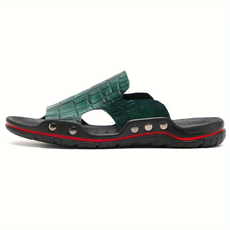 Komfortable slip-on-sandaler til mænd med krokodillestruktur