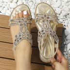 Damen-Slingback-Sandalen mit Strassverzierung, offenem Zehenbereich, elastischem Fersenriemen und gepolsterter Komfortsohle