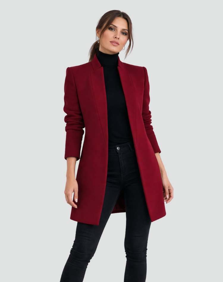 Women's Tailored Mid-Length Coat with Elegant Structured Fit