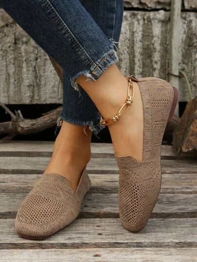 Mocassins plats en tricot respirant pour femmes