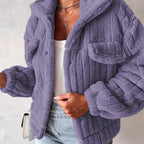 Damen-Plüsch-Sherpa-Jacke mit praktischen Taschen