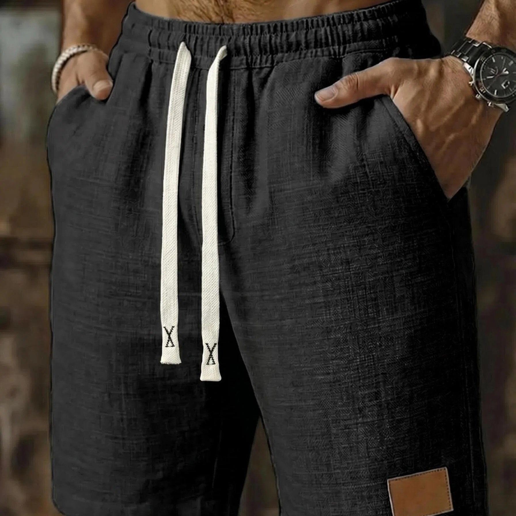 Men's Textured Drawstring Lounge Shorts