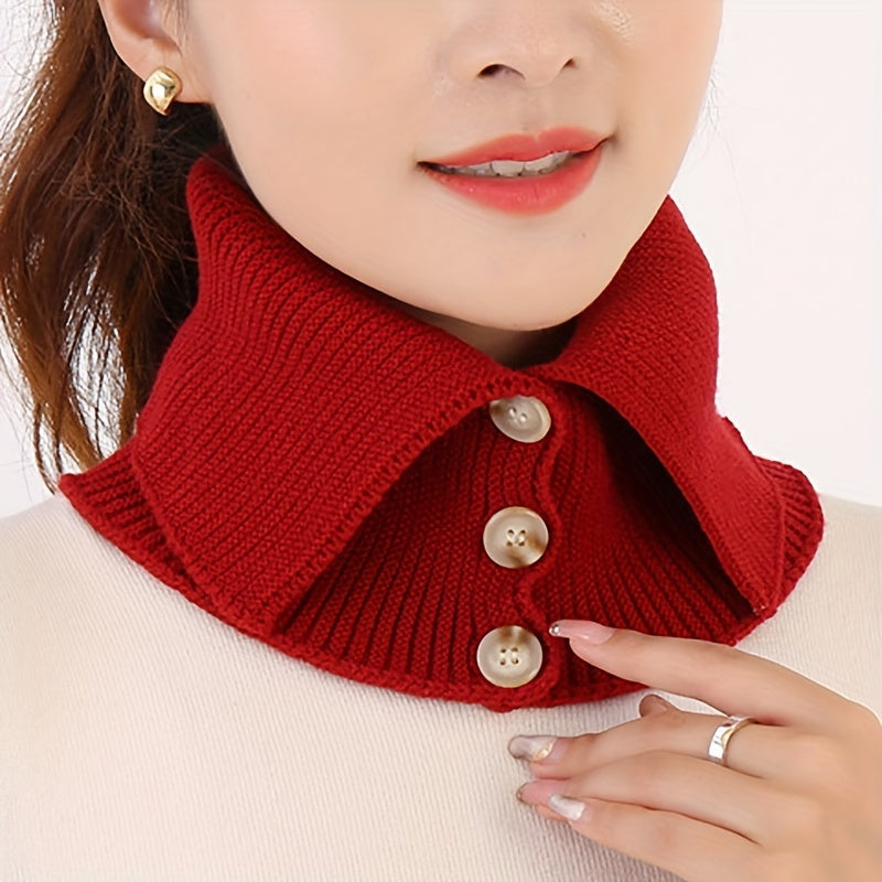 Women’s Button-Front Ribbed Knit Neck Warmer
