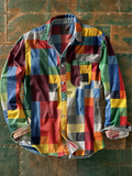 Camicia da uomo a maniche lunghe con motivo patchwork