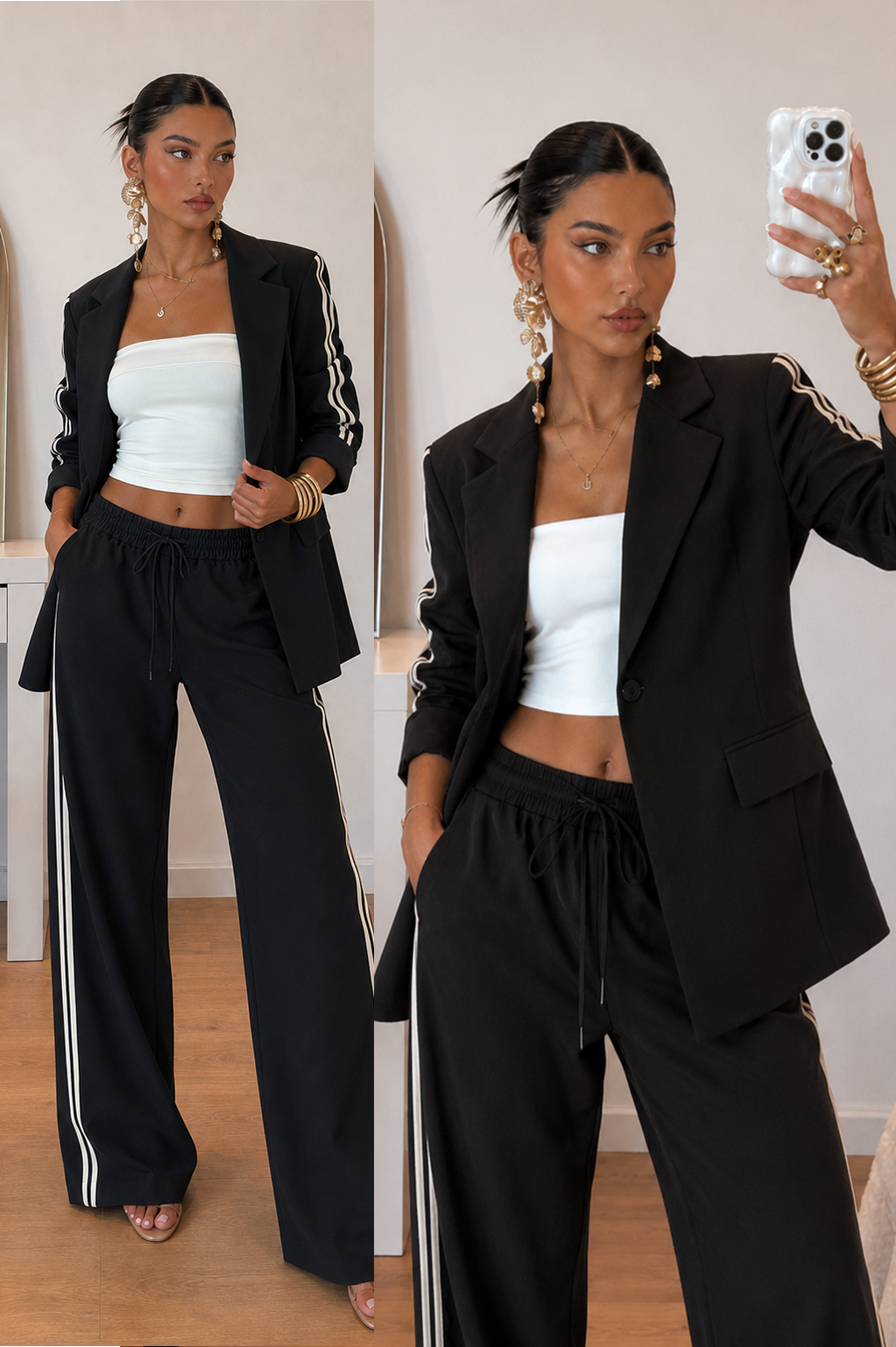 Women’s Striped Wide Leg Set