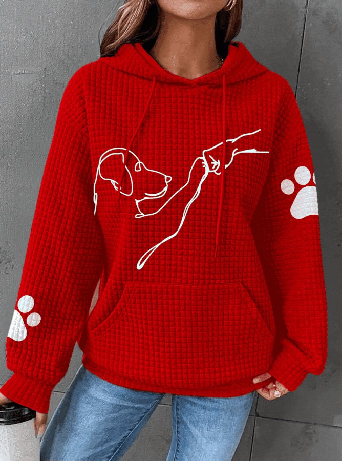 Sweat à capuche texturé pour femme avec motif de chien