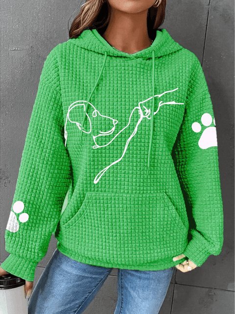 Sweat à capuche texturé pour femme avec motif de chien