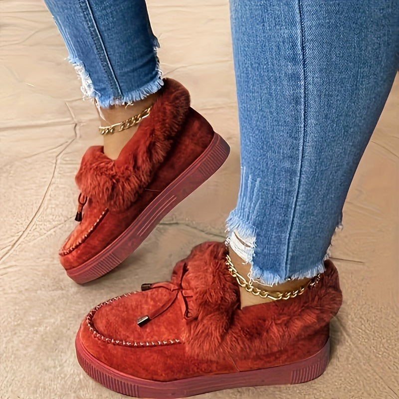 Mocassins pour femmes à bordure en fausse fourrure