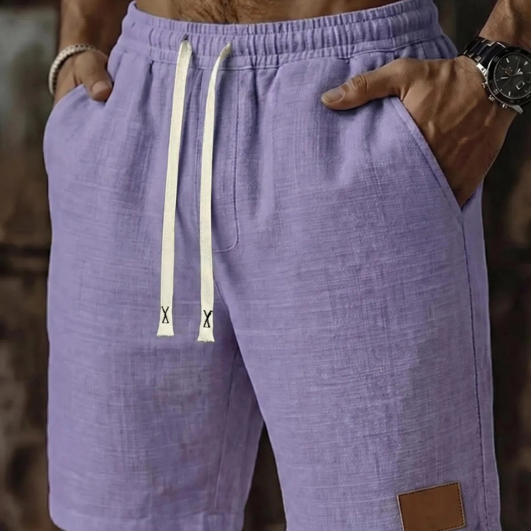 Men's Textured Drawstring Lounge Shorts