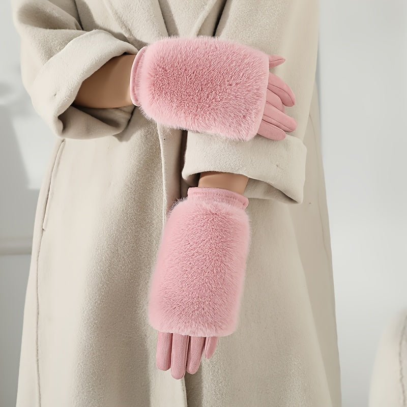 Women’s Faux Fur Cuff Winter Gloves