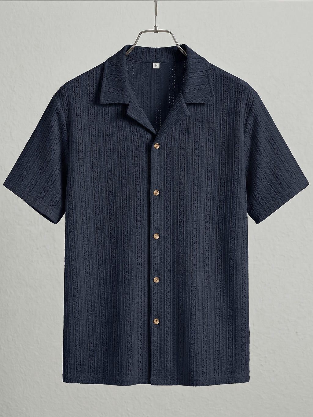 Men's Textured Open Knit Button-Up Resort Shirt