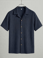 Men's Textured Open Knit Button-Up Resort Shirt