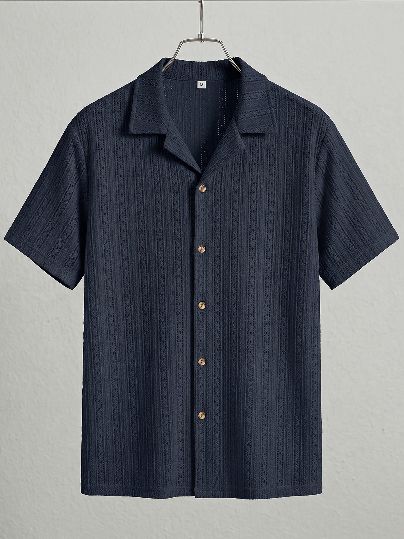 Men's Textured Open Knit Button-Up Resort Shirt