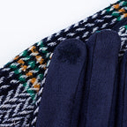 Gants à carreaux pour femme avec poignets à boutons