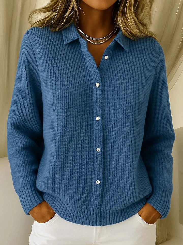 Cardigan en maille texturée pour femme avec boutons sur le devant et col
