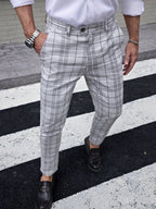 Herren-Slim-Fit-Hose mit Karomuster