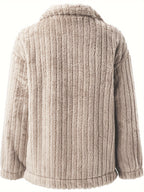Damen-Plüsch-Sherpa-Jacke mit praktischen Taschen