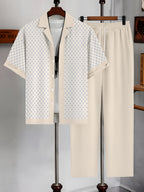 Men's Geometric Button-Up Shirt & Trousers Set
