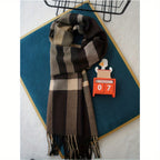 Men's Classic Plaid Fringed Winter Scarf