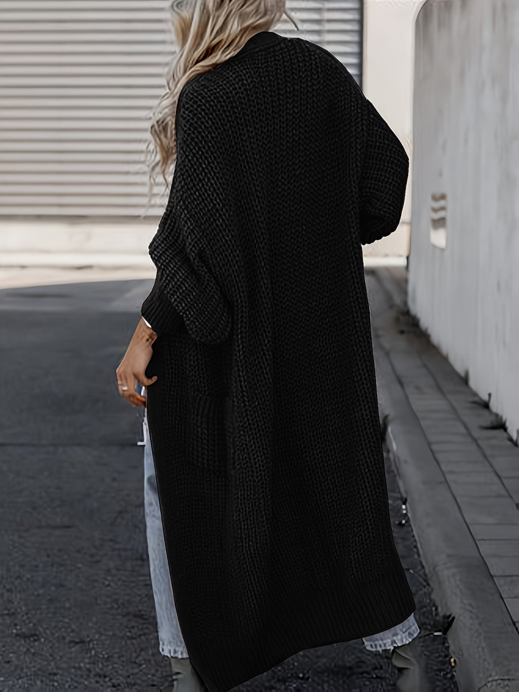 Women’s Longline Open-Front Knit Cardigan