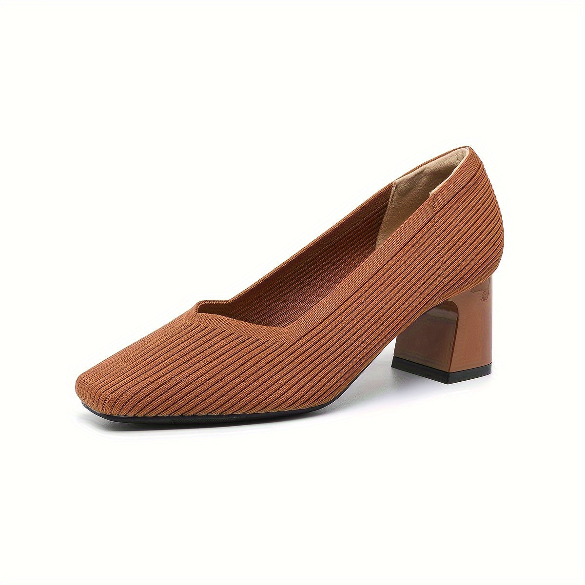 Women's Ribbed Block Heel Pumps