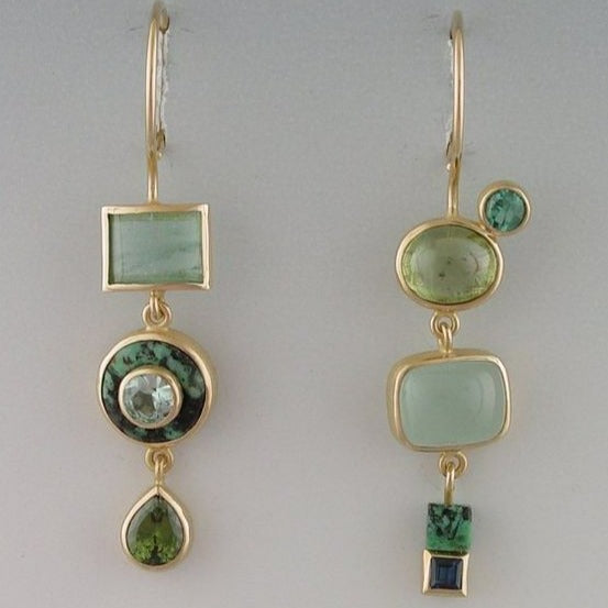 Women’s Asymmetric Green Stone Earrings
