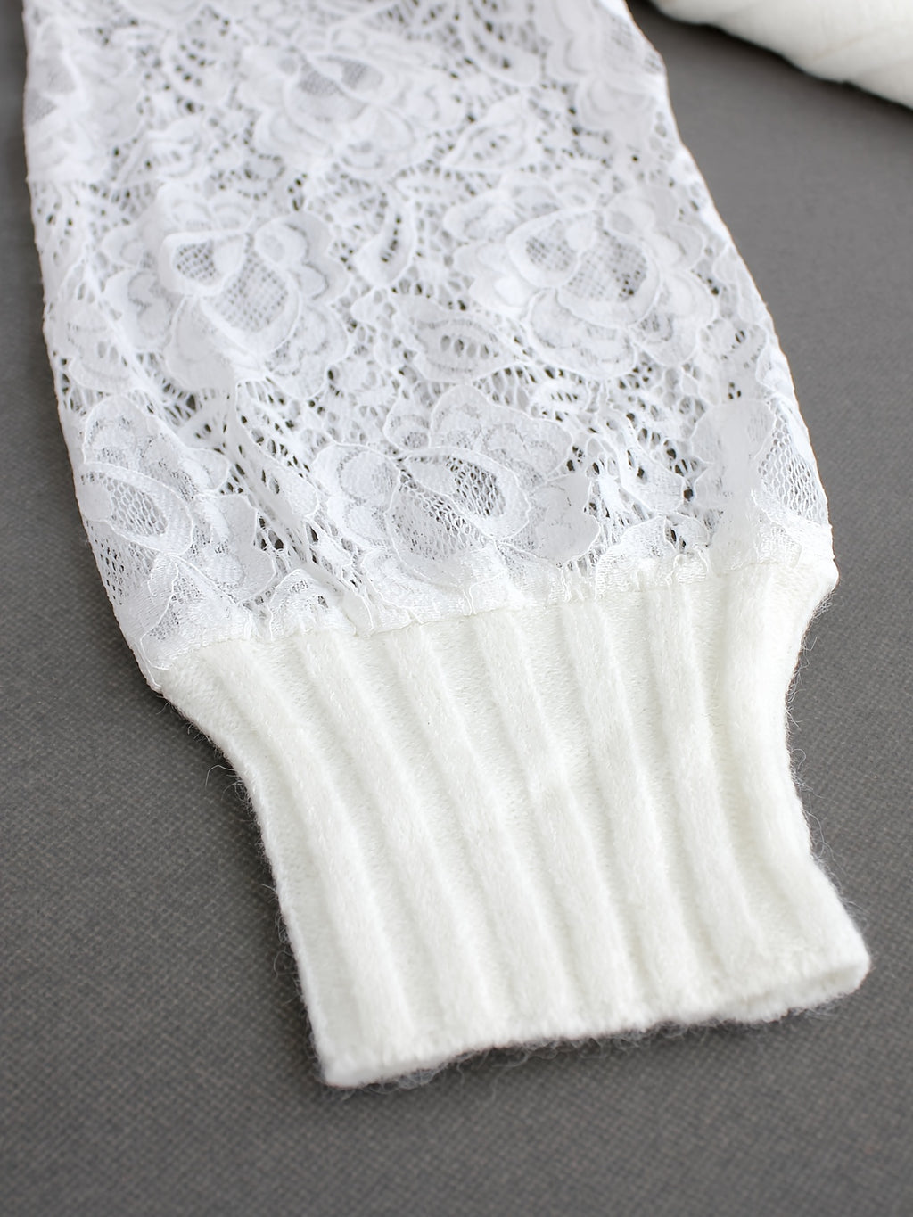 Women’s Lace Sleeve Ribbed Knit Top
