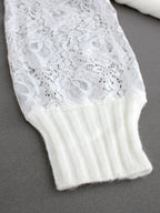 Women’s Lace Sleeve Ribbed Knit Top