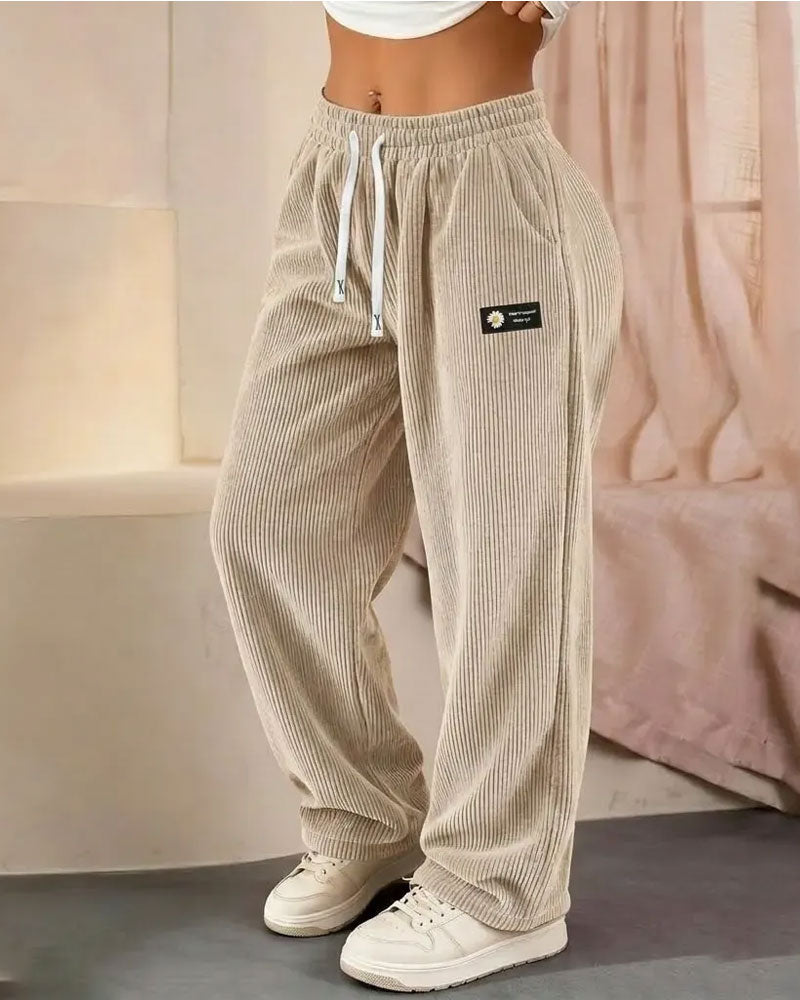 Women’s Corduroy Drawstring Wide Leg Pants