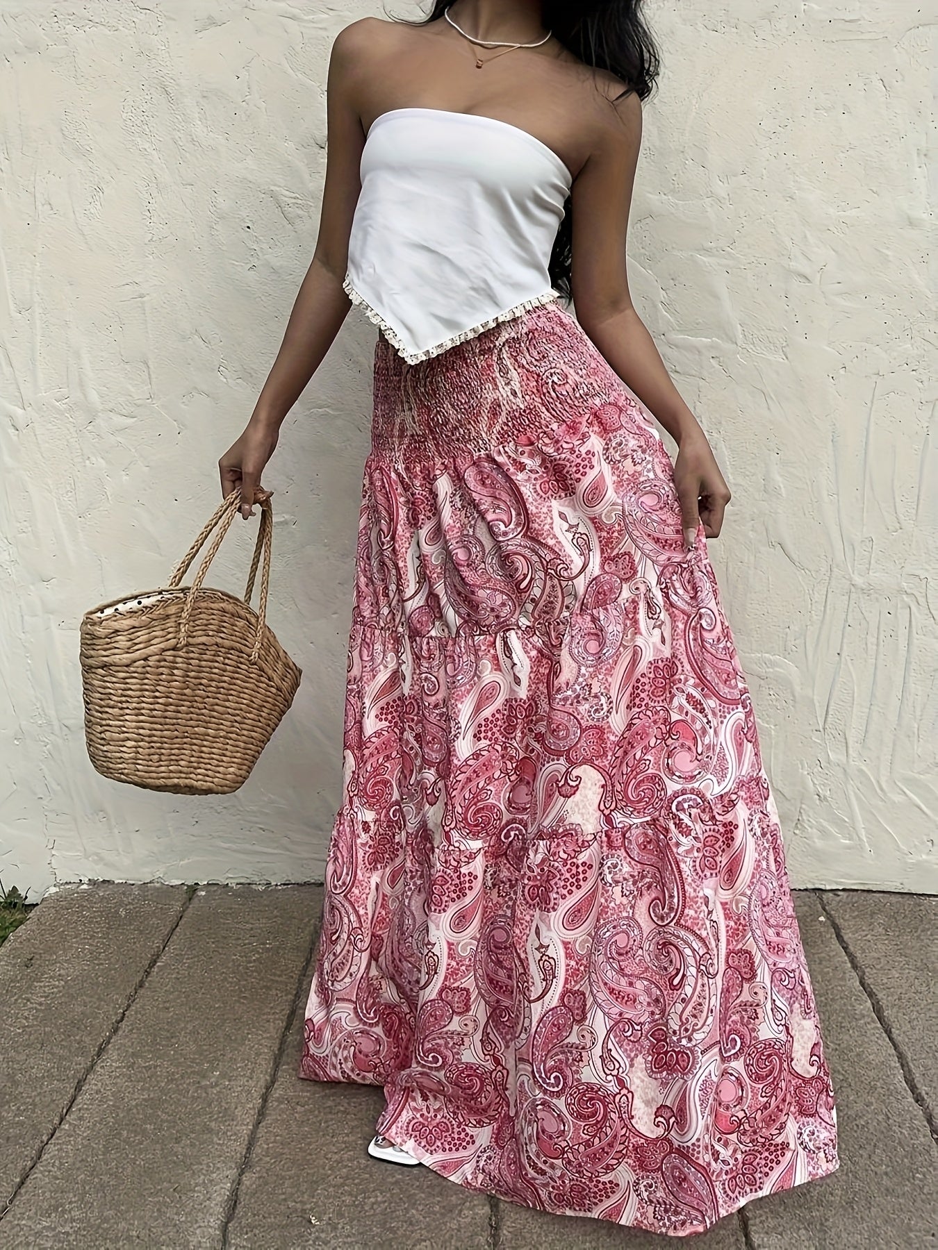 Długa spódnica damska boho w paisley