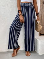 Women’s Striped Wide-Leg Trousers with Relaxed Flowing Fit