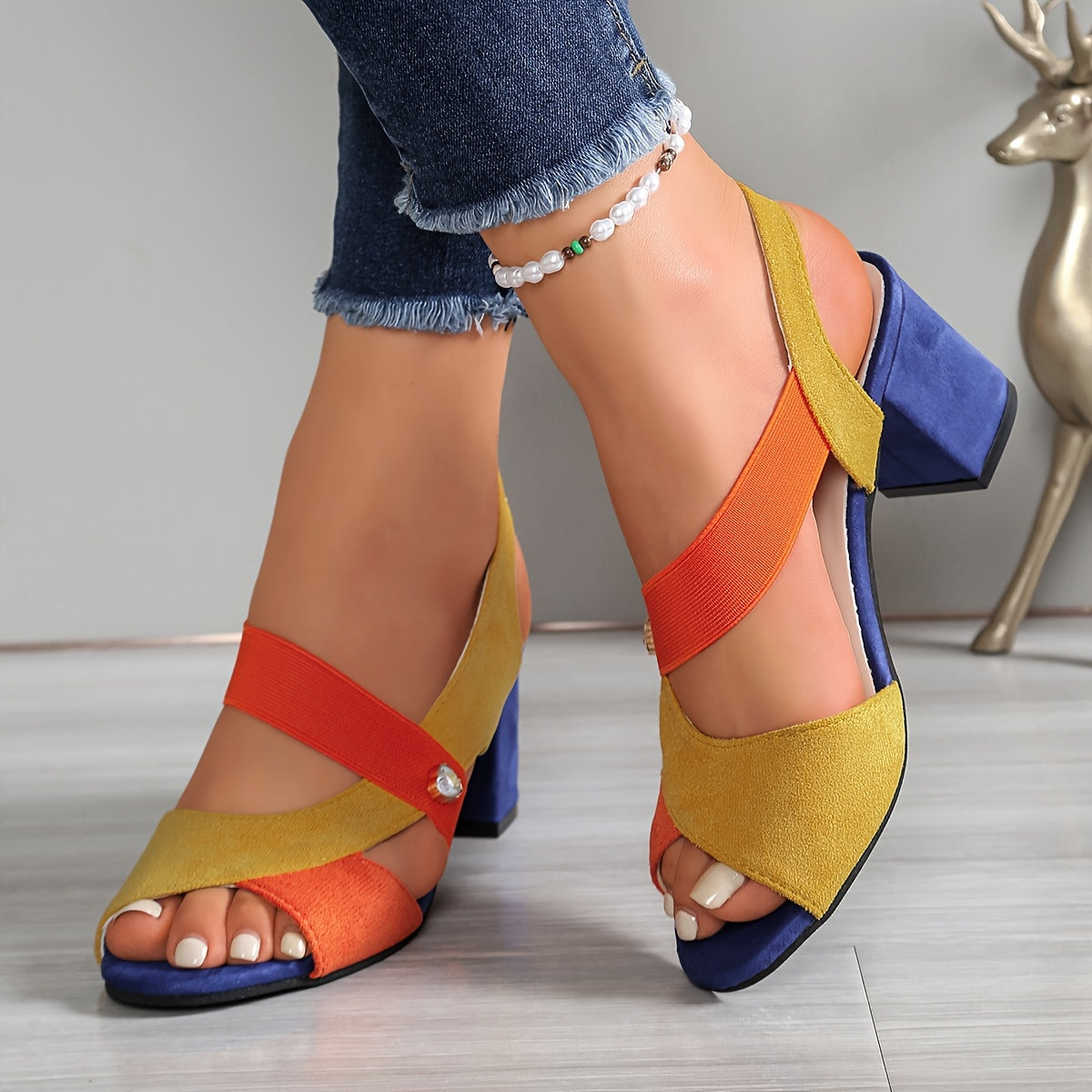 Women’s Cross Strap Block Heel Sandals