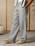 Herren gestreifte lockere Hose mit elastischem Tunnelzugbund