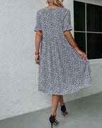 Women's Floral Midi Dress with Short Sleeves for Everyday Elegance