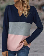 Women's Waffle Knit Colour Block Top