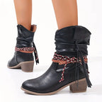Bottes montantes tressées pour femmes, à hauteur du mollet, style enveloppant