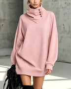 Sweat-shirt boutonné à col montant pour femme