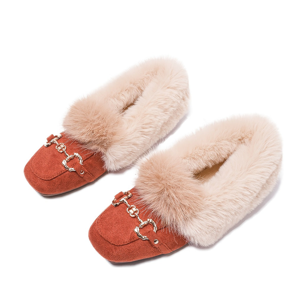 Mules chaussons pour femme bordés de fausse fourrure